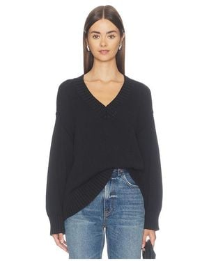 L'Agence Paxton Oversized V-Neck Pullover - Blue