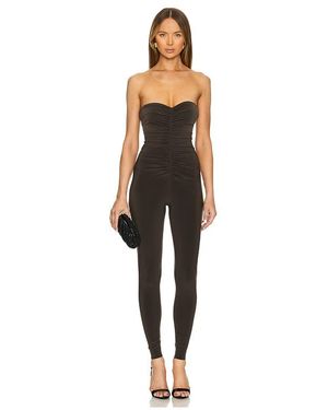 Norma Kamali Strapless Shirred Front Catsuit - Black