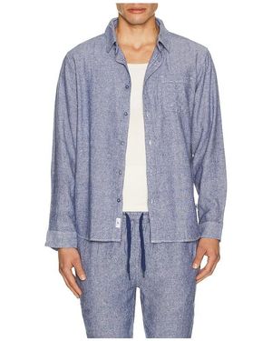 Vintage Summer Long Sleeve Linen Button Down Shirt - Blue