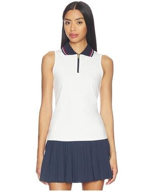 Gold Hinge Zipper Polo Tank Top - Weiß