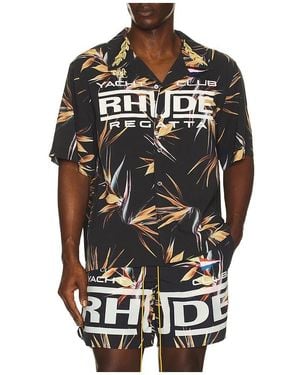 Rhude Regatta Club Hawaiian Shirt - Black