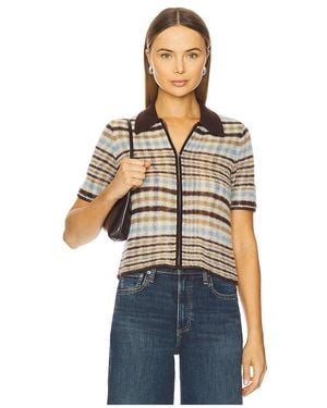 Rag & Bone Leva Short Sleeve Zip Polo Jumper - Blue