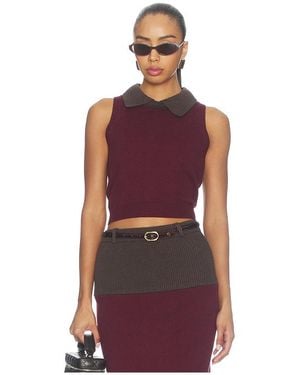 Matthew Bruch Top Corto Sin Mangas Con Cuello Combinado Combo Collar Cropped Tank Top En Color Vino Talla (También En M, S, Xs) - Rojo