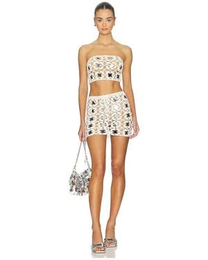 superdown Lacen Crochet Skirt Set - White