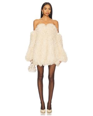 Aniye Records Nika Faux Fur Puffy Dress - Natural