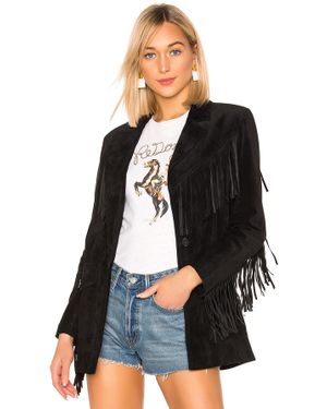 RE/DONE Suede Fringe Blazer - Black