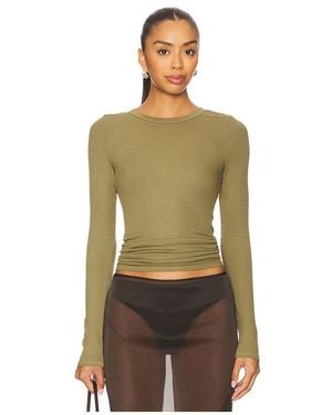 Enza Costa Silk Knit Long Sleeve Crew Top - グリーン
