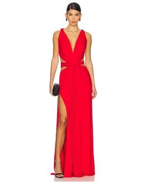 Sid Neigum 4 Way V Neck Knot Dress - Red