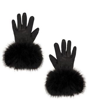 Adrienne Landau The Leather Faux Fur Glove - Black