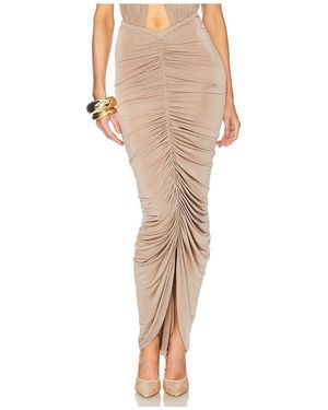 Helsa Bianca Ruched Midi Skirt - Natural