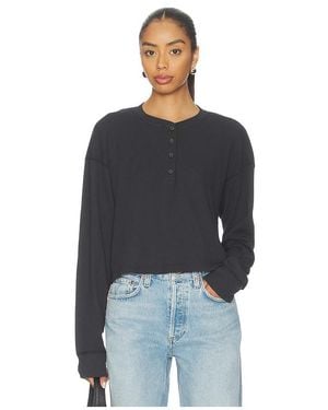 RE/DONE Boxy Waffle Henley Top - Blue