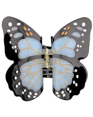 Solar Eclipse Hand-Painted Monarch Butterfly Claw Hair Clip - Blue
