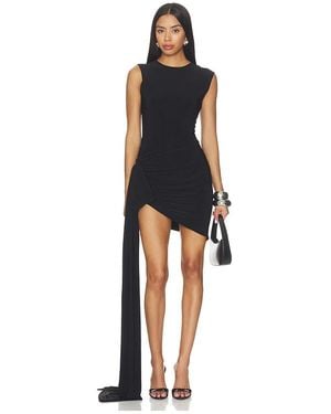 Norma Kamali Sleeveless Side Drape Mini Dress With Bow - Black
