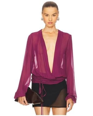 The Attico Deep V Blouse En Color Burgundy Talla (También En 38, 40, 42, 44) - Rosa