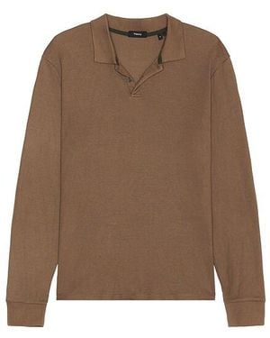 Theory Goris Long Sleeve Polo - Natural