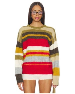 GUIZIO Oversized Stripe Jumper - Red