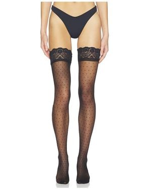 Commando Chic Dot Thigh High Socks - Black