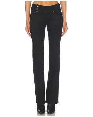 GUIZIO Malia Low Rise Belted Flare Denim Jeans - Black