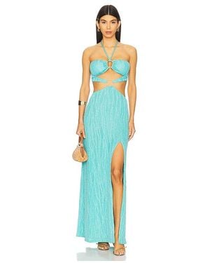 Luli Fama Double Loop Bandeau Long Dress - Blue