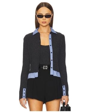 NAADAM Mixed Media Cable Cardigan - Schwarz