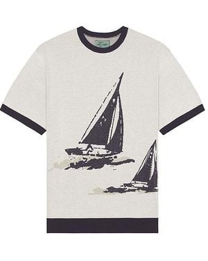 Beams Plus Knit Tee Box Jacquard - White