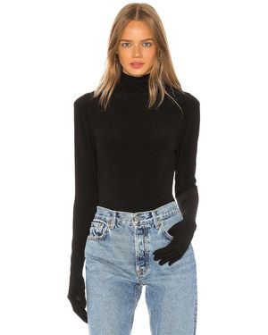 Norma Kamali Long Sleeve Turtle Bodysuit With Gloves - Black