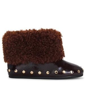 Ganni Jenny Low Boot Deep Shine Faux Fur - White