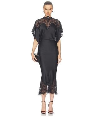 Norma Kamali Reverse Obie Midcalf Dress With Lace - Black