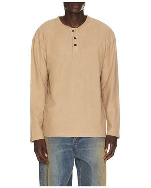Rhythm Vintage Terry Long Sleeve Henley En Color Crema Talla (También En M, S, Xl/1X) - Azul