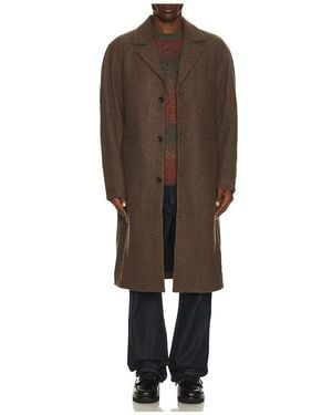Les Deux Nicko Melange Wool Coat - Brown