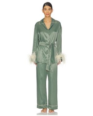Sleeper Miss Cat Belted Set With Detachable Feathers - Green