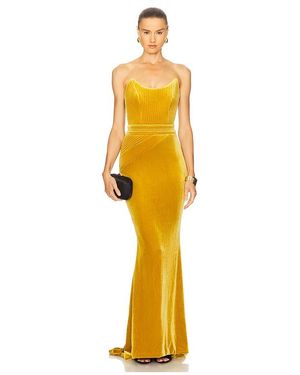 Zhivago Reine De Reinettes Velvet Gown - Yellow