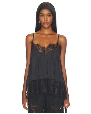 WeWoreWhat Lace Voile Cami Top - Black