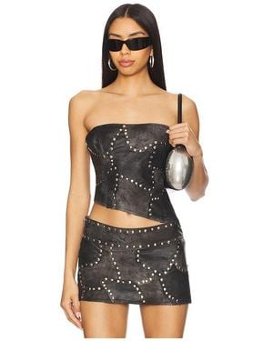 Jaded London Faux Suede Corset Top - Black