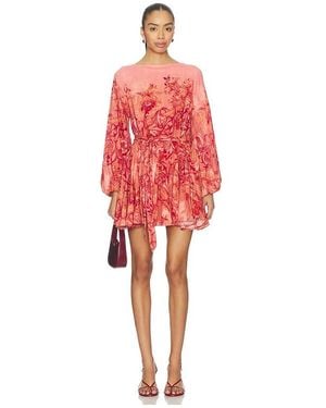 Hemant & Nandita Mini Dress With Tie Up Belt - Red