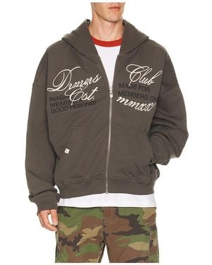 DRMERS CLUB Cursive Zip Up Hoodie - Grey