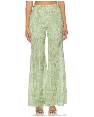 La Fuori Mistleaf Ruffle Printed Pant - Green