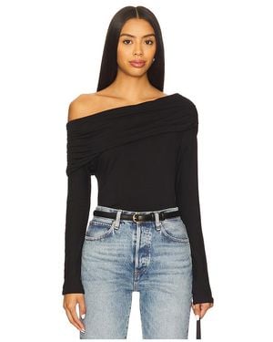 LNA Giselle Drop Shoulder Long Sleeve Top - Black