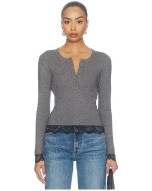 Generation Love Olivia Lace Combo Henley Sweater - Blue