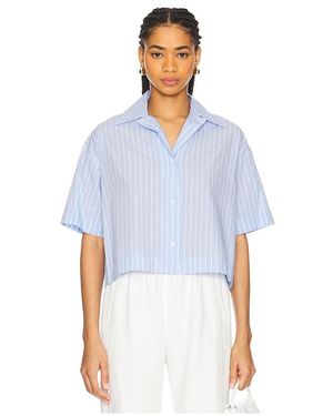Enza Costa Cropped Short Sleeve Shirt - White