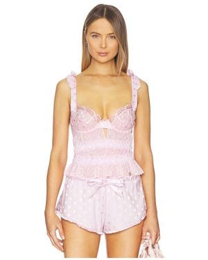 For Love & Lemons Slotted Hearts Bustier - White