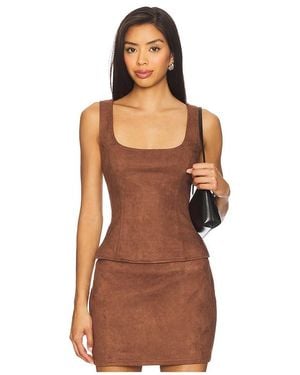 superdown Patsie Faux Suede Top - Brown