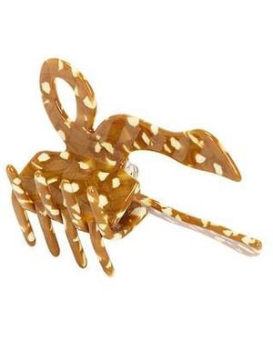 Solar Eclipse Hand-Painted Coquette Bow Claw Hair Clip - Metallic