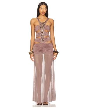 Jaded London Hadassa Hand-Beaded Maxi Dress - Purple