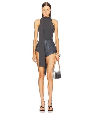 LAPOINTE Matte Viscose Hater Neck Top En Color Gris Talla (También En M, S, Xs) - Negro