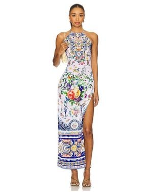 CAMILLA High Neck Long Dress - White
