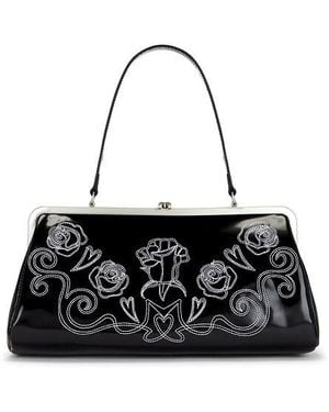 Markgong Tasche Large Embroidered Metal Clasp - Schwarz