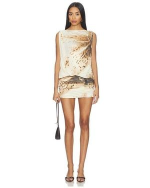 SOVERE Odette Drape Mini Dress - Natural
