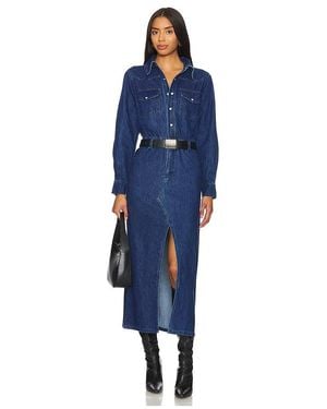 Steve Madden Midweight Denim Button-Up Midi Dress - Blue
