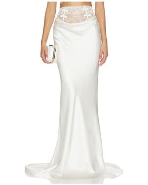 SAU LEE Lila Satin Skirt - White